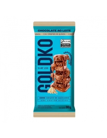 BARRA CHOCO AO LEITE CRISPY QUINOA 8 X 80G - GOLD & KO 4498