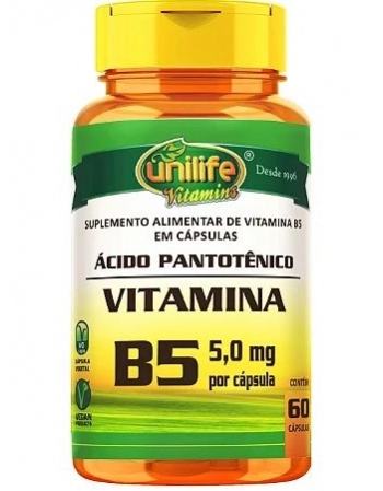 VITAMINA B5 ACIDO PANTOTENICO- 60 CAPS - UNILIFE