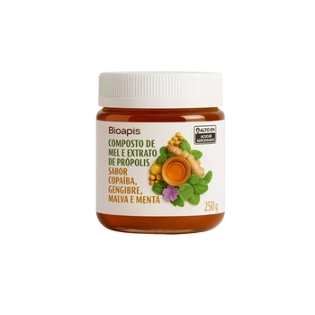 COMPOSTO DE MEL E EXT. DE PRÓP. SABOR COPAÍBA, GENG. MALVA E MENTA POTE PET 250G - MINAMEL