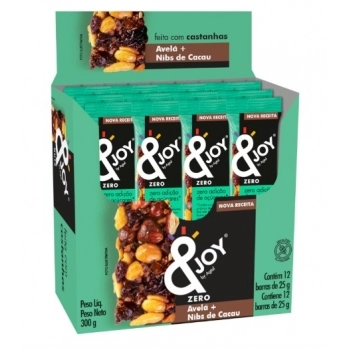 BARRA ZR. AÇUCAR &JOY DP.12X25G AVELÃ/NIBS DE CACAU - ENOVA