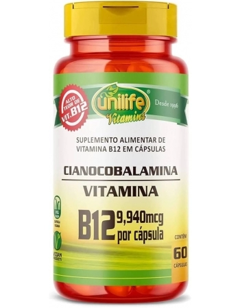 VITAMINA B12 - CIANOCOBALAMINA - 60CAPS - UNILIFE